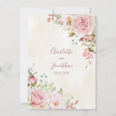 Vintage Pink Floral Spring Wedding Invitations 招待状 (裏面)