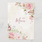 Vintage Pink Floral Spring Wedding Menu メニュー (裏面)