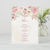 Vintage Pink Floral Spring Wedding Menu メニュー (スタンド正面)