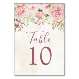 Vintage Pink Floral Wedding Table Number Cards テーブルナンバー