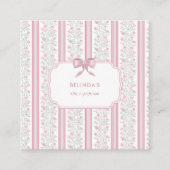 Vintage Pink Floral Wildflowers Coquette Bow スクエア名刺 (正面)
