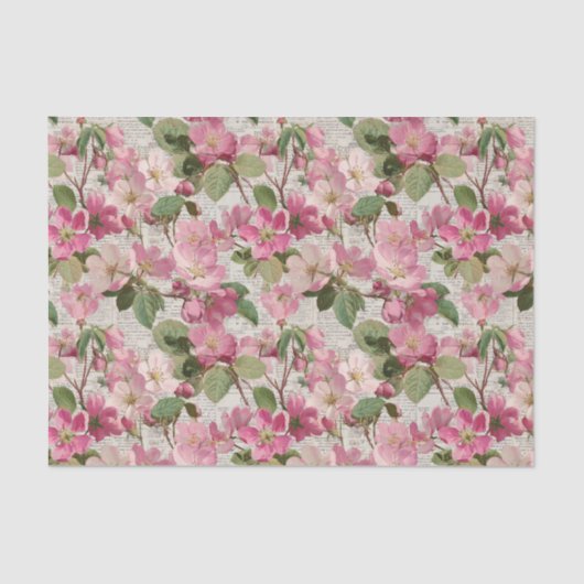 Vintage Pink Flowers Decoupage 薄葉紙 (正面)