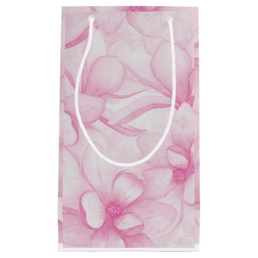 Vintage pink flowers print スモールペーパーバッグ (正面)