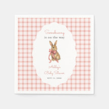 Vintage Pink Gingham Bunny Girl Baby Shower
