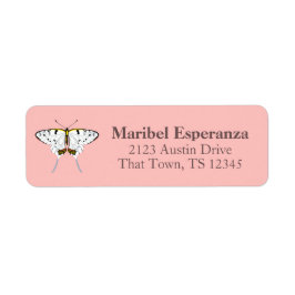 Vintage Pink Mariposa Butterfly Address Label ラベル