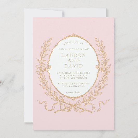 Vintage Pink Paris Glam Invitation 招待状 (正面)