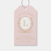 Vintage Pink Paris Glam | Monogram Bridal Shower ギフトタグ (正面)