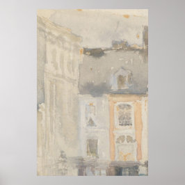 Vintage Pink Pastel Cityscape Art ポスター