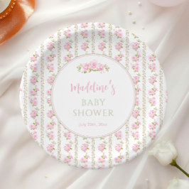 Vintage Pink Rose ペーパープレート