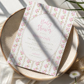 Vintage Pink Rose Baby Shower  招待状