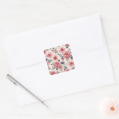 Vintage Pink Rose Floral Pattern Sticker スクエアシール (封筒)