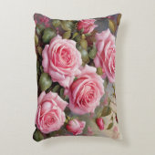 Vintage Pink Roses アクセントクッション (正面(垂直))