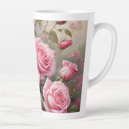 Vintage Pink Roses カフェラテマグ (右)