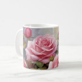 Vintage Pink Roses コーヒーマグカップ (正面左)