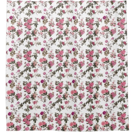Vintage Pink Roses シャワーカーテン (正面)