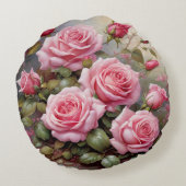 Vintage Pink Roses ラウンドクッション (裏面)