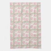 Vintage Pink Roses Patchwork キッチンタオル (縦)