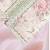 Vintage Pink Roses Patchwork フリースブランケット