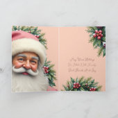 Vintage Pink Santa Christmas シーズンカード (内部)