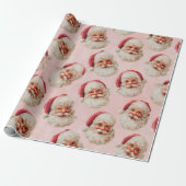 Vintage Pink Santa Claus Christmas ラッピングペーパー (アンロールド)
