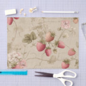 Vintage Pink Strawberries 薄葉紙 (クラフト)