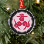Vintage Pink Three Geese Japan Mon Art メタルオーナメント<br><div class="desc">Decorate your room with this cute ornament with a Japanese Three Geese Japanese Kamon in pink. The Three Geese kamon is a design I just thought was cute. I do not know if this particular kamon was ever used by a Japanese samurai clan. The mon is an emblem to designate...</div>