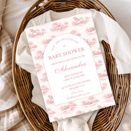 Vintage Pink Toile Baby Shower 招待状