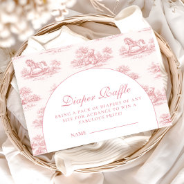 Vintage Pink Toile Baby Shower Diapper Raffle エンクロージャーカード