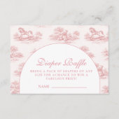 Vintage Pink Toile Baby Shower Diapper Raffle エンクロージャーカード (正面)