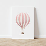 Vintage Pink Watercolor Hot Air Balloon フェイクキャンバスプリント<br><div class="desc">This vintage watercolor hot air balloon print is a beautiful way to decorate your nursery,  kids room,  or any travel-themed space.</div>