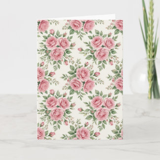 Vintage Pink Watercolor Roses Floral Seamless カード