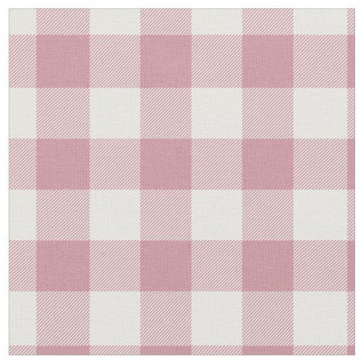 Vintage Pink & White Plaid Gingham ファブリック (クローズアップ)