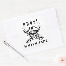 Vintage Pirate Skull Halloween スクエアシール