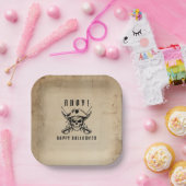 Vintage Pirate Skull Halloween ペーパープレート (パーティー)