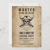 Vintage Pirate Skull Halloween Cocktail Party  招待状 (正面)