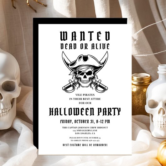 Vintage Pirate Skull Halloween Party  招待状