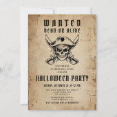 Vintage Pirate Skull Halloween Party  招待状 (正面)