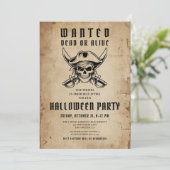 Vintage Pirate Skull Halloween Party  招待状 (スタンド正面)