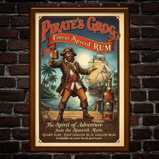 Vintage Pirate Spiced Rum Advertising Poster ポスター