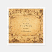 Vintage Pirate Treasure Map Baby Shower スタンダードカクテルナプキン (正面)