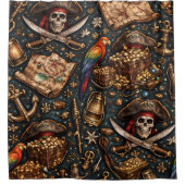 Vintage pirate treasure map shower curtain シャワーカーテン (正面)