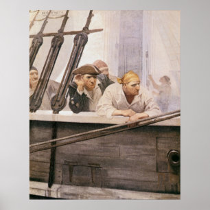 Vintage Pirates Brig Covenant in a Fog by NC Wyeth ポスター