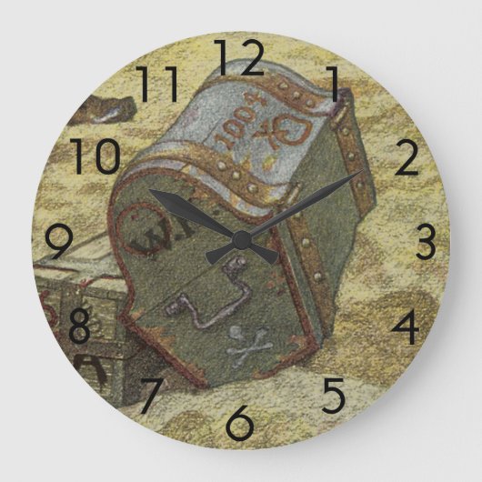 Vintage Pirates, William Kidd Burying Treasure ラージ壁時計 (正面)