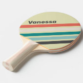 Vintage Pistachio Angled Striping with Name 卓球ラケット (正面アングル)