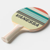 Vintage Pistachio Horizon Striping with Name 卓球ラケット (正面アングル)