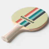 Vintage Pistachio Pin Striped with Name 卓球ラケット (正面アングル)