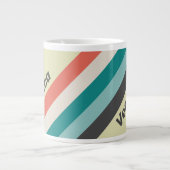 Vintage Pistachio Stripes with Name ジャンボコーヒーマグカップ (正面)