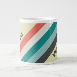 Vintage Pistachio Stripes with Name ジャンボコーヒーマグカップ