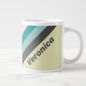 Vintage Pistachio Stripes with Name ジャンボコーヒーマグカップ (右)