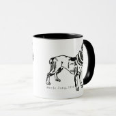 Vintage Pitbull Art Personalized Mug マグカップ (正面右)